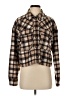LA Hearts 100% Polyester Plaid Brown Long Sleeve Blouse Size XS - photo 1