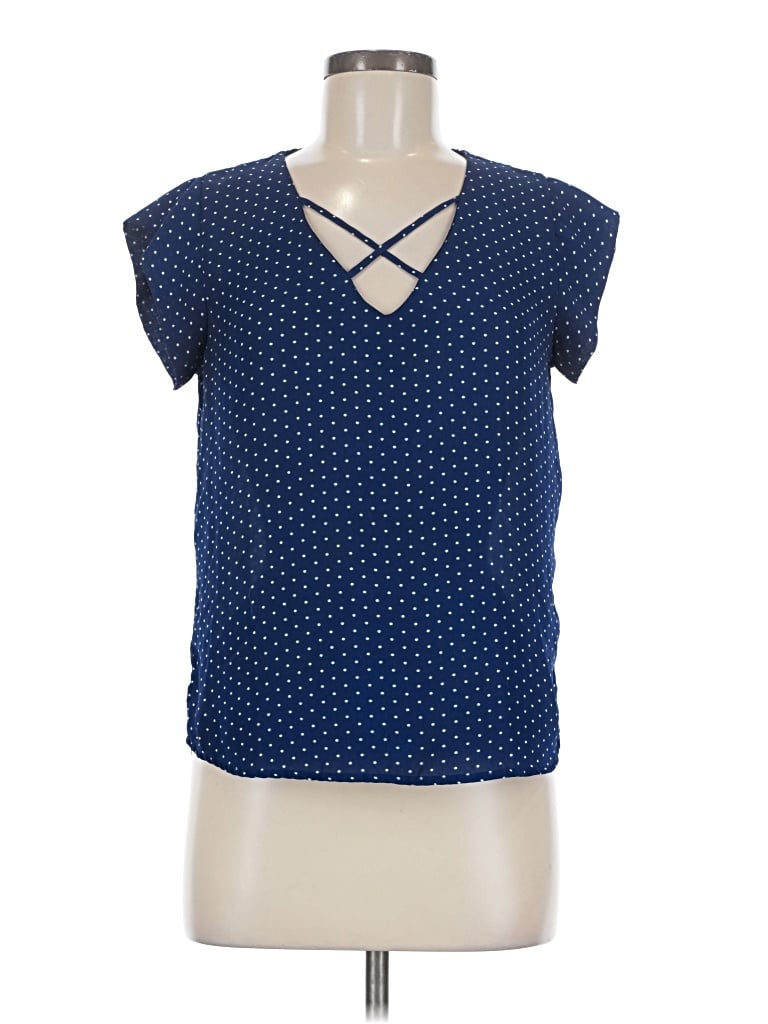 Pre-owned Lily White Short Sleeve Blouse In Blue