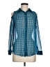 Penelope 100% Polyester Houndstooth Blue Long Sleeve Blouse Size M - photo 1