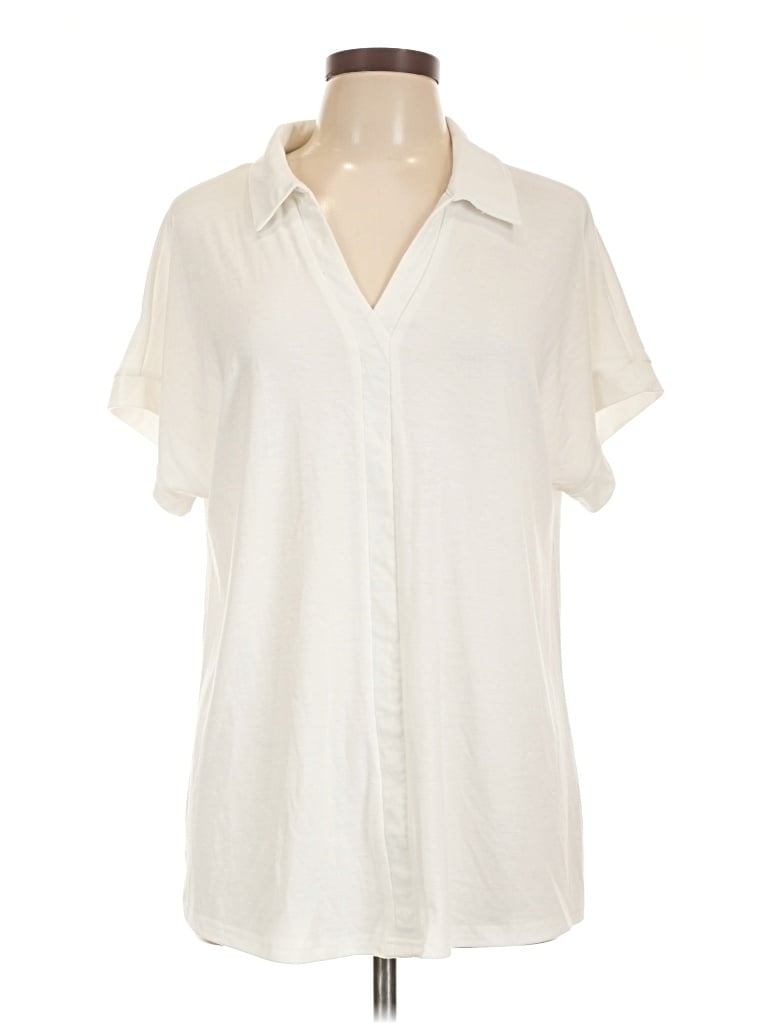 Pre-owned Simplefun Short Sleeve Polo Shirt In White