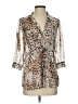 2b bebe 100% Polyester Animal Print Brown Tan 3/4 Sleeve Blouse Size S - photo 1