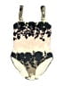 Hermanny Floral Gold Tan One Piece Swimsuit Size 8 - photo 1