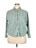 auden Stripes Green 3/4 Sleeve Button-Down Shirt Size XXL - photo 1