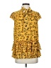 Nicole Miller Collection 100% Polyester Yellow Short Sleeve Top Size S - photo 1