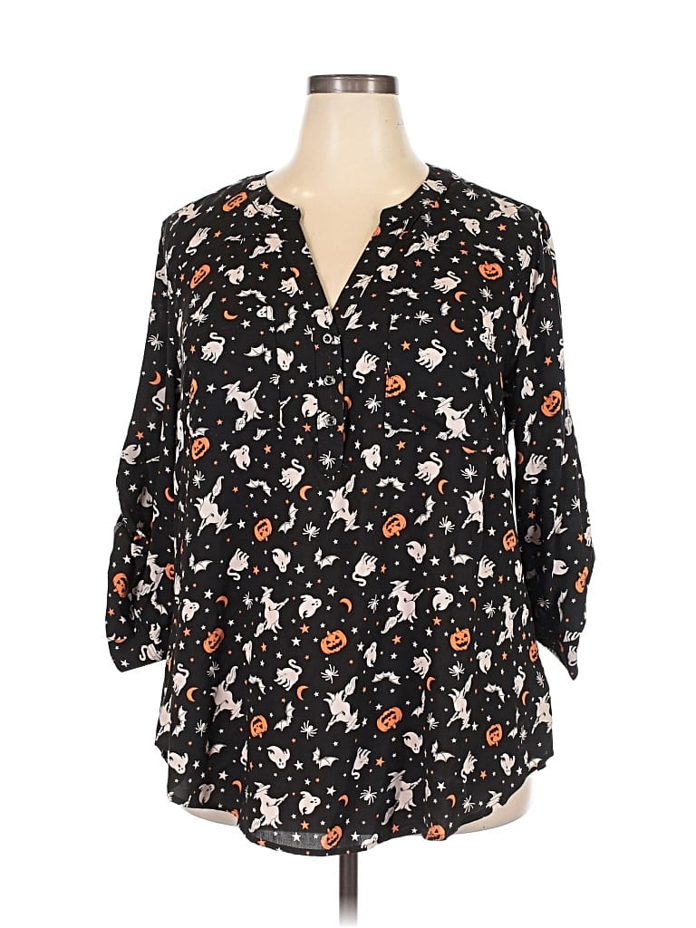 Pre-owned Torrid 3/4 Sleeve Blouse In Black