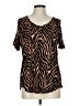 Unbranded Animal Print Brown Black Short Sleeve Blouse Size L - photo 1