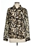 Guess 100% Polyester Animal Print Brown Long Sleeve Blouse Size L - photo 1
