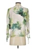 Vince Camuto 100% Polyester Tropical Floral Ivory Green 3/4 Sleeve Blouse Size XXS - photo 2