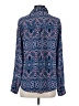 Express 100% Polyester Paisley Blue Long Sleeve Blouse Size S - photo 2