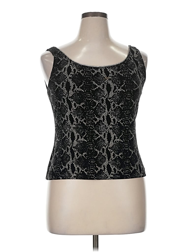 Pre-owned Alex Evenings Sleeveless Top Black Scoop Neck Tops