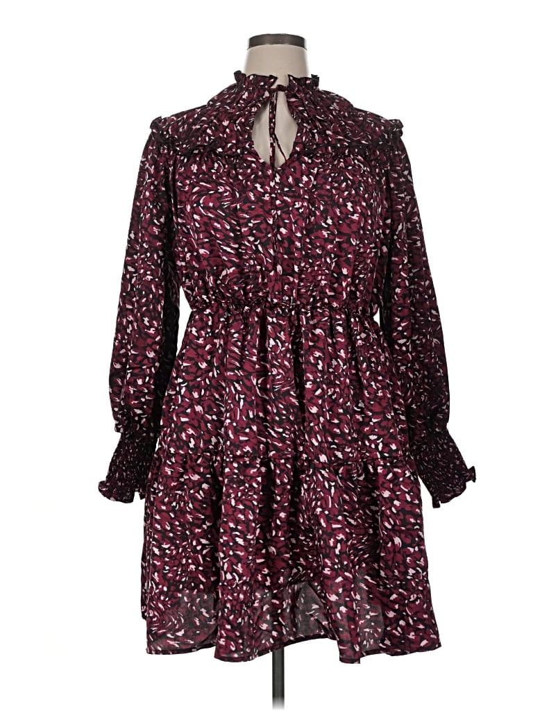 Pre-owned Eloquii Elements Casual Dress In Burgundy