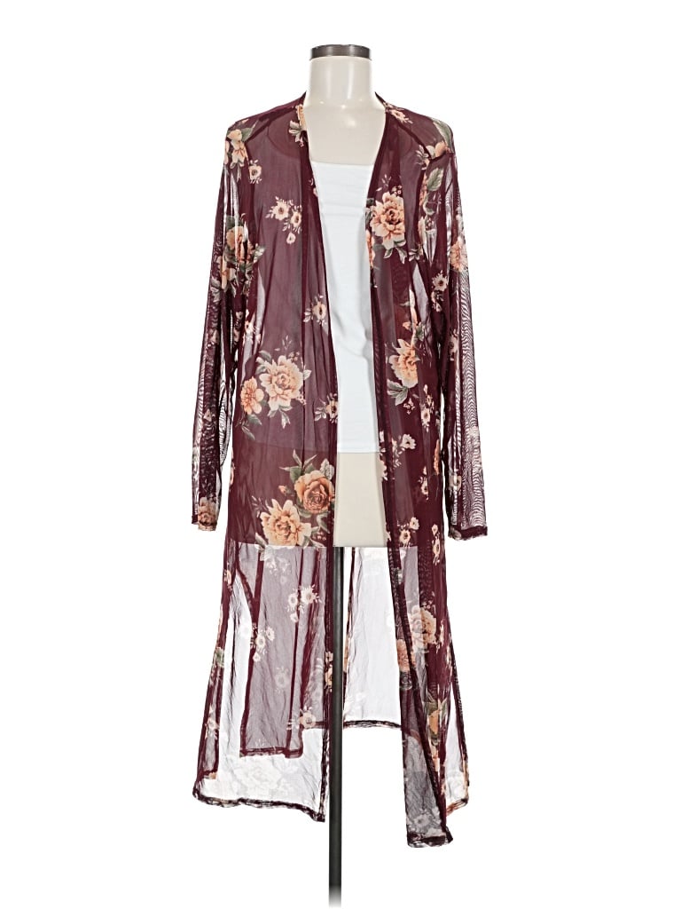 Pre-owned Espresso Cardigan Sweater In Burgundy