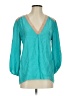 Lux 100% Silk Teal 3/4 Sleeve Silk Top Size S - photo 1
