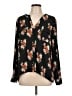 INC International Concepts 100% Polyester Floral Black Long Sleeve Blouse Size L - photo 1