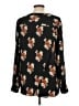 INC International Concepts 100% Polyester Floral Black Long Sleeve Blouse Size L - photo 2