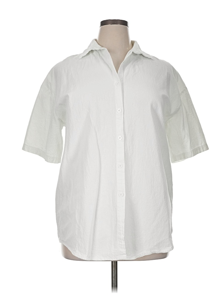 Pre-owned Unbranded Short Sleeve Blouse In White