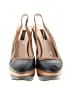 Escada 100% Leather Color Block Brown Blue Wedges Size EU 38 - photo 2