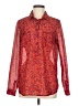 Ann Taylor LOFT 100% Polyester Print Red Pink Long Sleeve Blouse Size M - photo 1