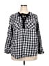 Torrid 100% Cotton Plaid Black Long Sleeve Blouse Size 2X Plus (2) - photo 1