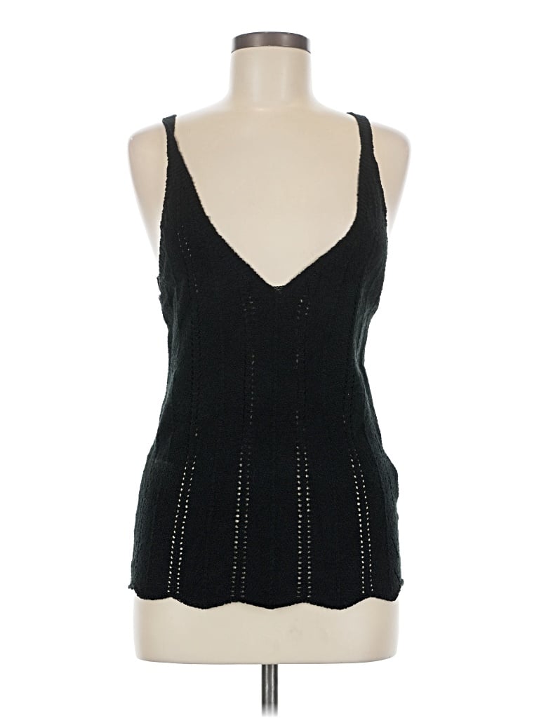 Pre-owned Mustard Seed Tank Top Black Plunge Neckline Tops