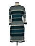 Sandra Darren 100% Polyester Chevron-herringbone Teal Cocktail Dress Size 6 - photo 2