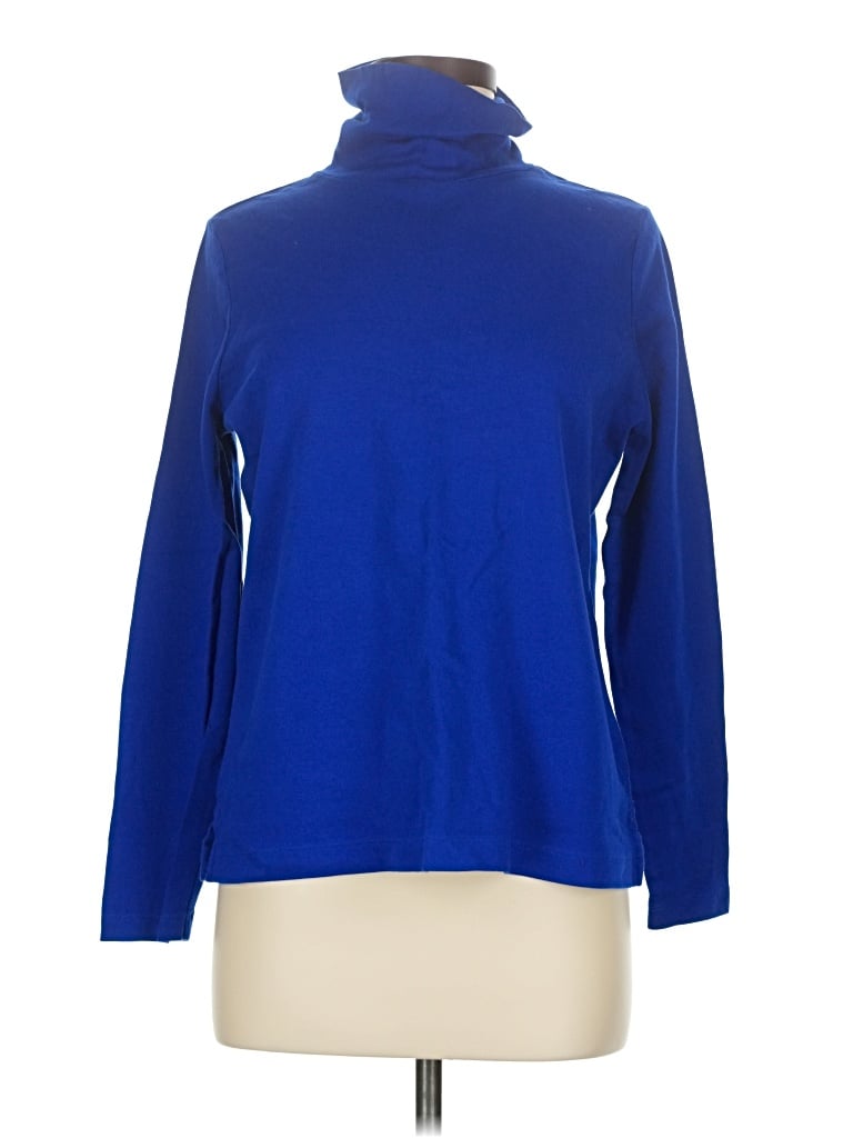 Pre-owned Lands' End Long Sleeve Turtleneck In Blue