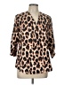 Unbranded 100% Polyester Animal Print Brown Tan 3/4 Sleeve Blouse Size L - photo 1