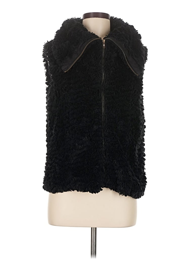 Pre-owned Fever Faux Fur Vest In Black