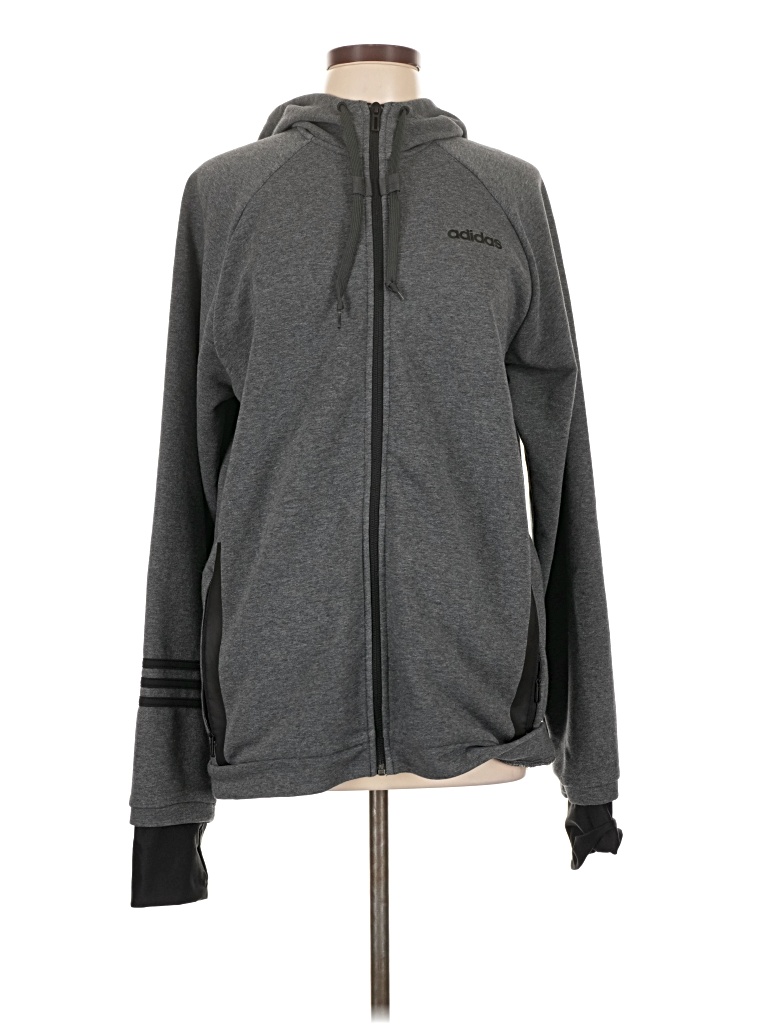 Pre-owned Adidas Originals Zip Up Hoodie In Gray
