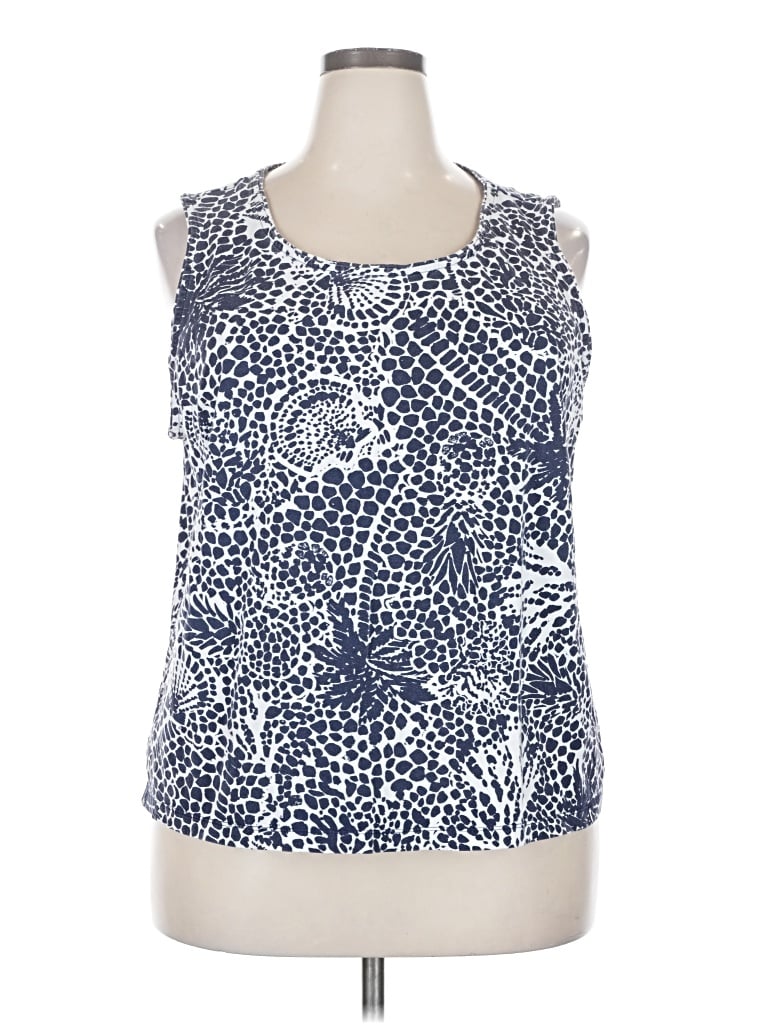 Pre-owned Coral Bay Tank Top Blue Halter Neckline Tops