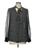Alfani 100% Polyester Stripes Silver Long Sleeve Blouse Size 12 - photo 1