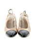 Chanel 100% Leather Color Block Tan Ivory Leather Slingback Pumps Size 7 - photo 2