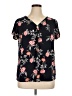 Lane Bryant Floral Black Short Sleeve Blouse Size 14 - 16 Plus - photo 1