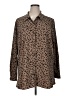 Susan Graver Animal Print Brown Long Sleeve Blouse Size 1X - photo 1