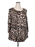 JM Collection Animal Print Brown Long Sleeve Blouse Size XXL - photo 1