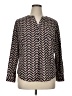 Pure Energy 100% Polyester Chevron-herringbone Black Long Sleeve Blouse Size 0X - photo 1