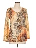 Wonders Animal Print Gold Long Sleeve Blouse Size L - photo 1