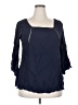Solitaire 100% Rayon Blue 3/4 Sleeve Blouse Size 2X - photo 1