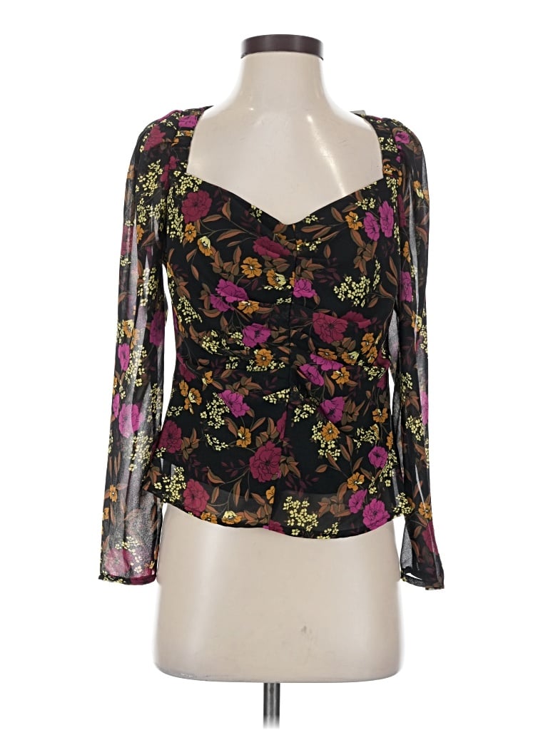 Pre-owned Astr Long Sleeve Blouse In Black