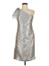 Theia Metallic Silver Cocktail Dress Size 8 - photo 1