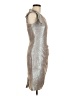 Theia Metallic Silver Cocktail Dress Size 8 - photo 4