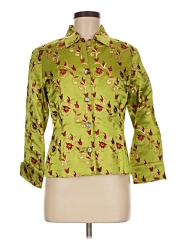 Blue Les Copains 3/4 Sleeve Button-Down Shirt (view 1)