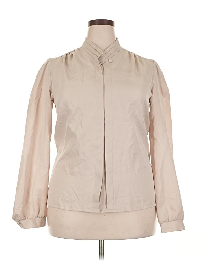 Pre-owned Assorted Brands Long Sleeve Blouse In Tan