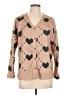 Assorted Brands 100% Polyester Hearts Tan Cardigan Size L - photo 1