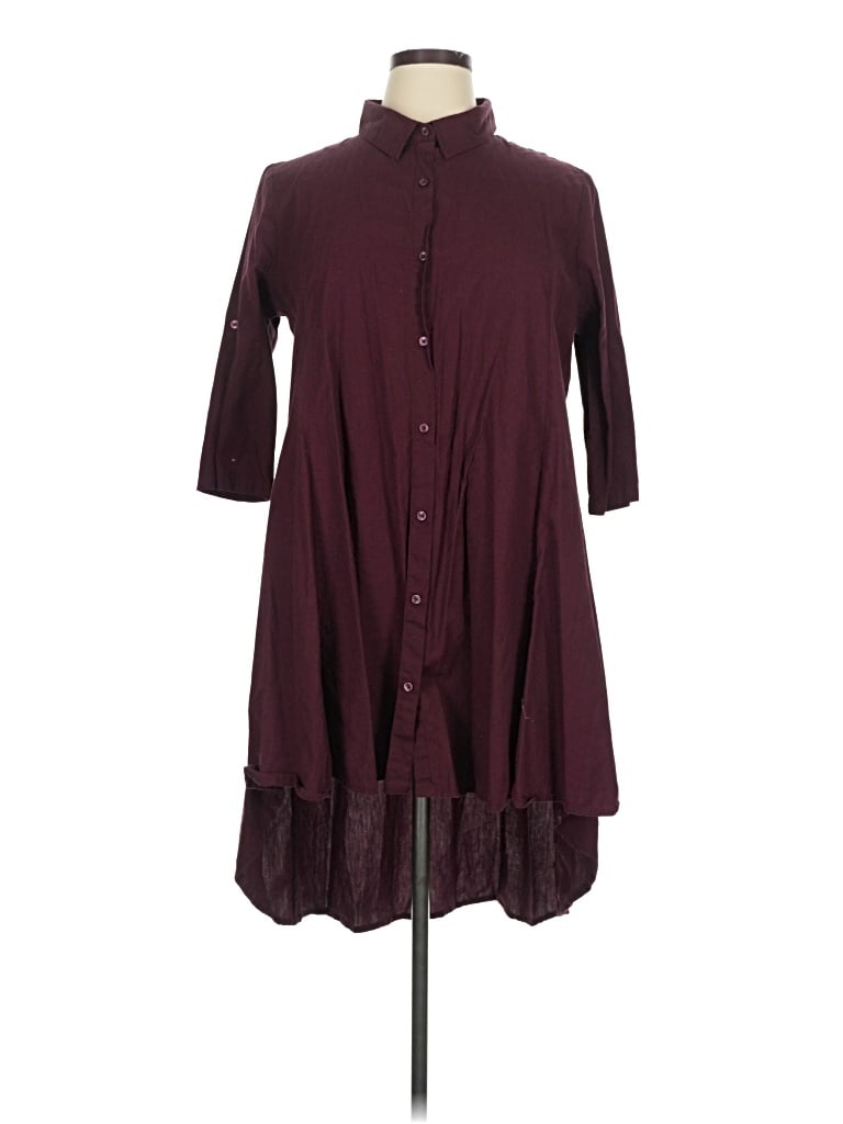 Pre-owned Jordan 3/4 Sleeve Button Down Shirt In Burgundy