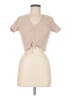 By Together 100% Polyester Tan Short Sleeve Top Size M - photo 1
