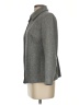 Casual Corner Chevron-herringbone Gray Wool Coat Size 4 - photo 5