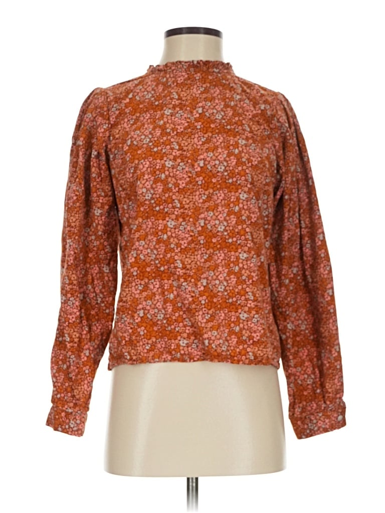 Pre-owned Universal Thread Long Sleeve Blouse In Orange