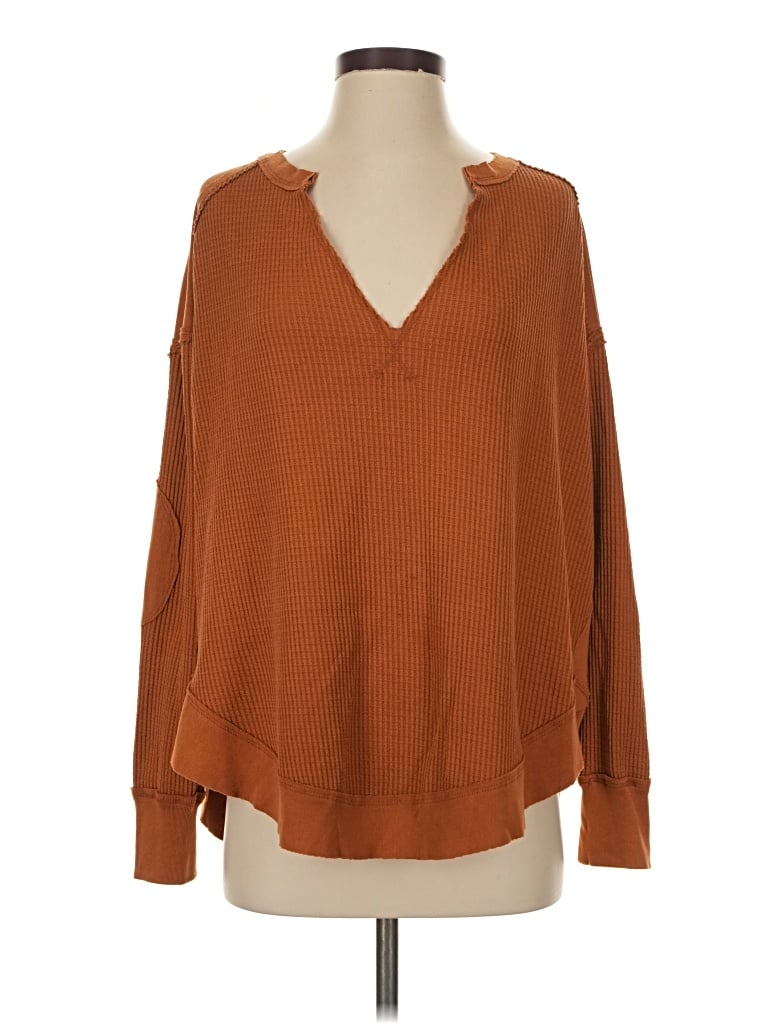 Pre-owned We The Free Long Sleeve Blouse In Brown