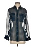 Equipment Houndstooth Blue Long Sleeve Blouse Size XS - photo 1